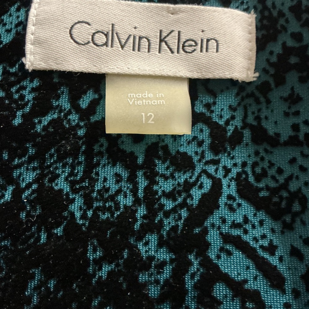 Calvin Klein Black and Teal velvet Midi Dress‎ size 12 - Picture 3 of 9